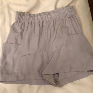 Light grey silk High waisted shorts